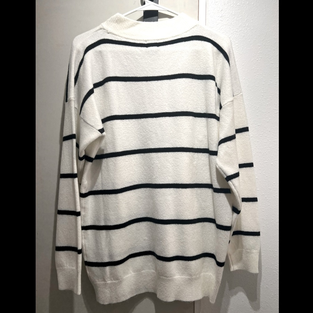White with black stripes sweater